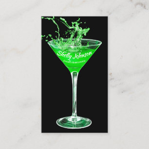 Carte De Visite Événements tendance Bartender Neon Green Splash