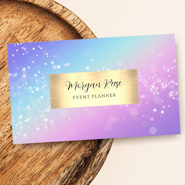 Carte De Visite Event Planner, Bokeh Star, QR Code, (Créateur téléchargé)