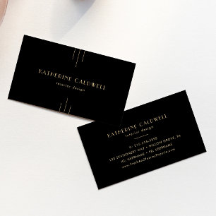 Carte De Visite EVERLY Élégant Art Déco Noir et Or