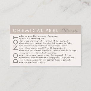 Carte De Visite Évitement du peeling chimique à la crème bronzante