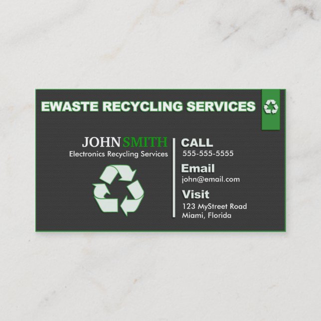Carte De Visite Ewaste réutilisant conception laissée/bonne de (Devant)