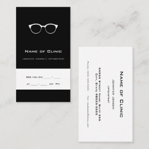Carte De Visite Examen des yeux pour lunettes noires et blanches p