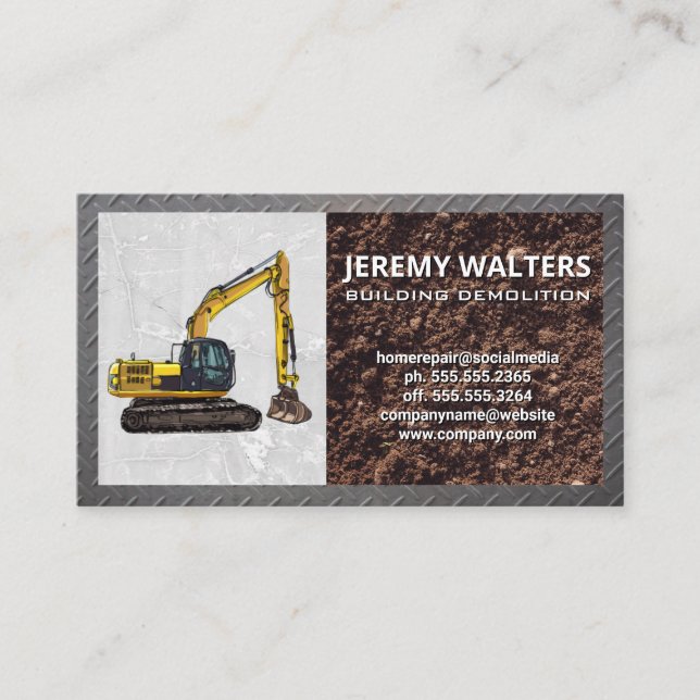 Carte De Visite Excavateur | Acier en béton (Devant)