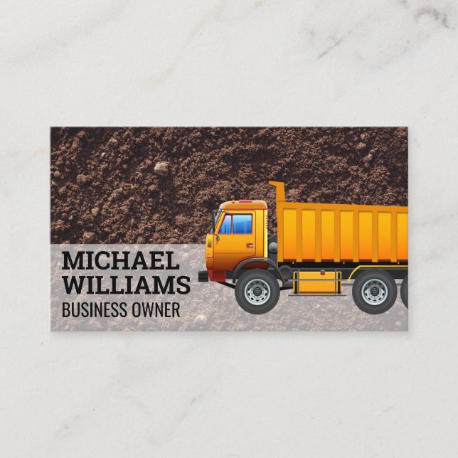 Carte De Visite Excavateur | Camion de vidange | Sol (Devant)