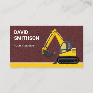 Carte De Visite Excavateur de bulldozer de construction en cuir Br