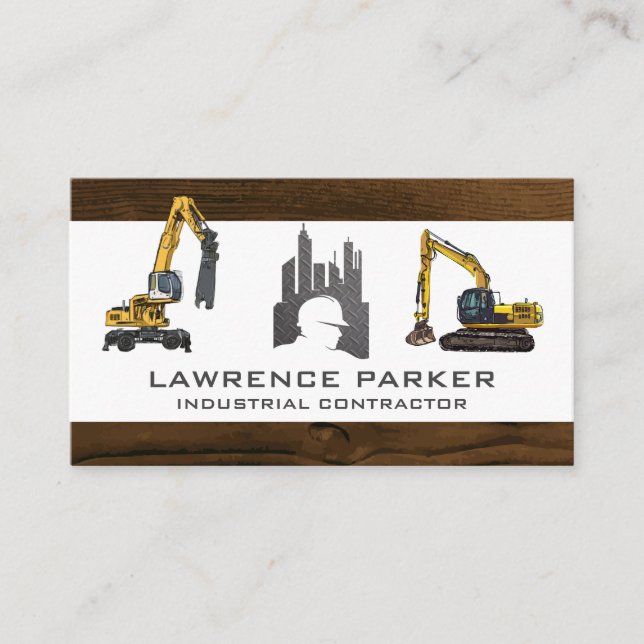 Carte De Visite Excavateur de véhicules de construction | Logo du  (Devant)
