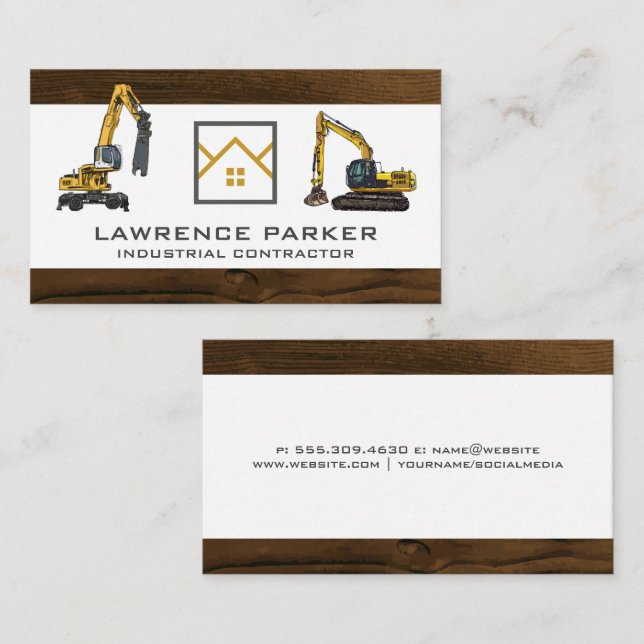 Carte De Visite Excavateur de véhicules de construction | Logo imm (Devant / Derrière)