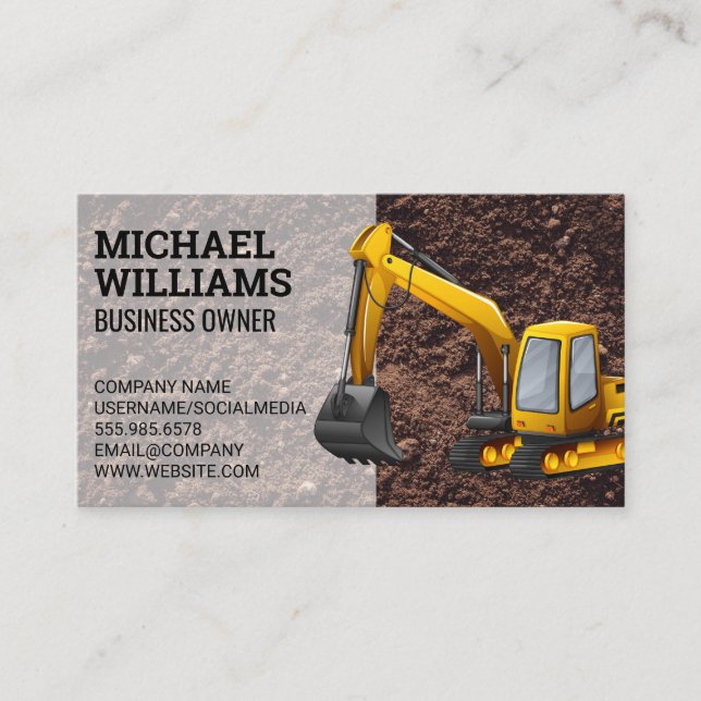 Carte De Visite Excavateur | Véhicule Earth Mover (Devant)