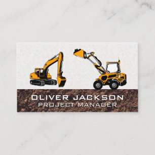 Carte De Visite Excavateurs Construction Véhicules de machinerie
