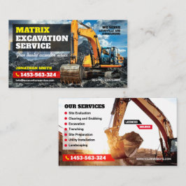 Carte De Visite Excavation, Défrichage, Construction, Excavateur