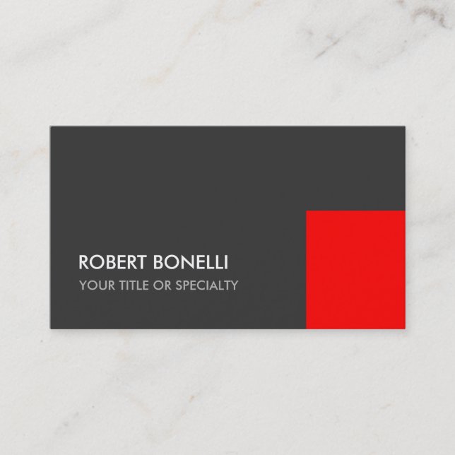 Carte De Visite Exclusive Gris Rouge Unique Élégant Standard (Devant)