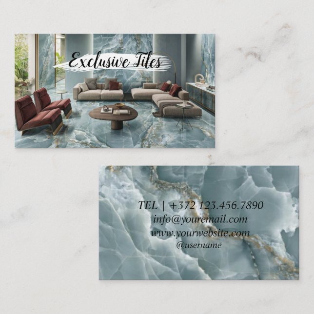 Carte De Visite Exclusive Tiles Black Luxury  Natural Materials (Devant / Derrière)