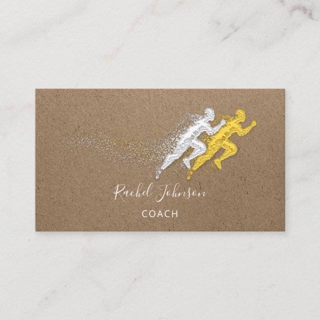 Carte De Visite Exécuter Sport Entraîneur Logo de l'athlète instru (Devant)