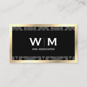 Carte De Visite Executive Monogramme Gold Bordure Damas