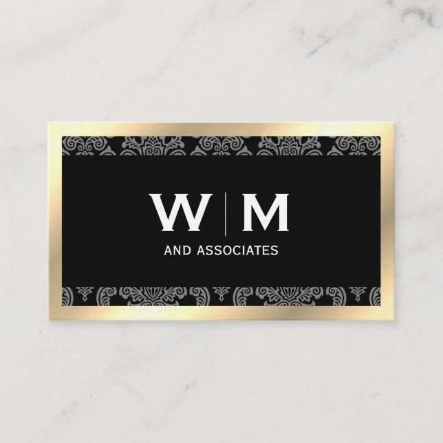 Carte De Visite Executive Monogramme Gold Bordure Damas (Devant)