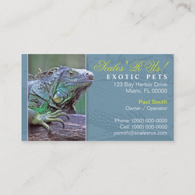 Carte de visite exotique d'animaux familiers (Devant)