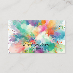 Carte De Visite Explosion de peinture aquarelle couleur arc-en-cie