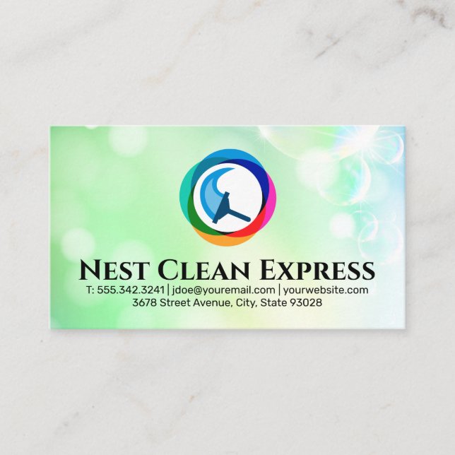 Carte De Visite Express du service de nettoyage | Bulle de savon (Devant)