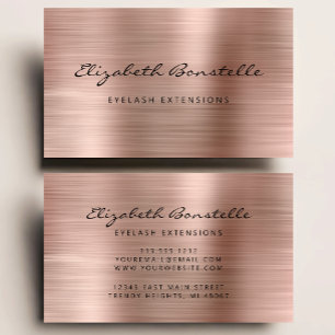 Carte De Visite Extension de cils en écriture métallisée or rose