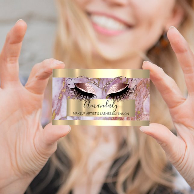 Carte De Visite Extension Eyelash de maquillage professionnel Marb (Professional Makeup Eyelash Extension Pink Marble Business Card)