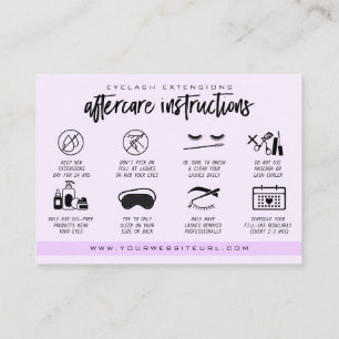 Carte De Visite Extension Eyelash Instructions de suivi Lash Logo