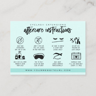 Carte De Visite Extension Eyelash Instructions de suivi Lash Logo