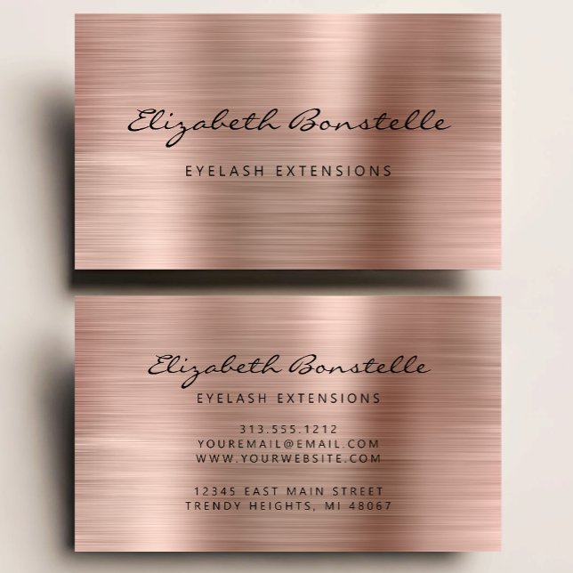 Carte De Visite Extension rose Gold brossé de script métallique La (Créateur téléchargé)