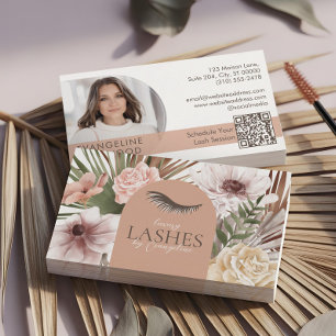 Carte De Visite Extensions de cils floraux aquarelles bohèmes