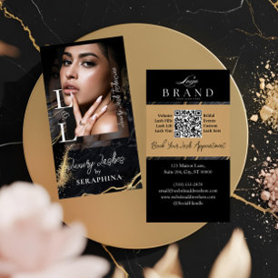 Carte De Visite Extensions de Cils Luxe Glam Black Gold Agate
