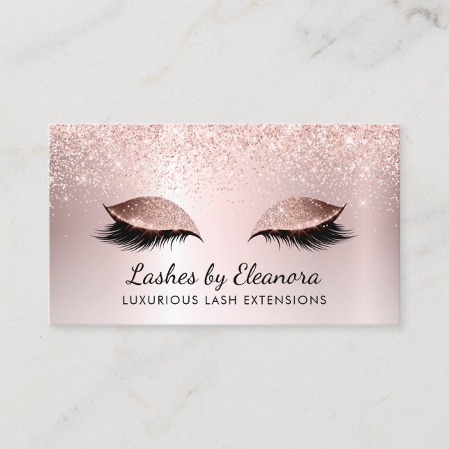 Carte De Visite Extensions de Parties scintillant rose Gold Blush  (Devant)