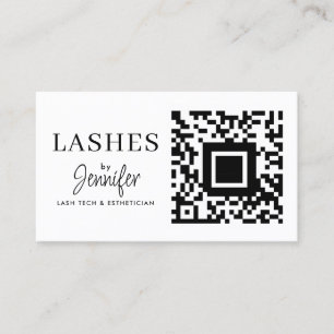 Carte De Visite Extensions Eyelash moderne QR Code noir et blanc