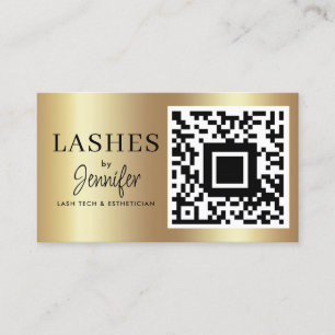 Carte De Visite Extensions Eyelash moderne QR Code noir et or