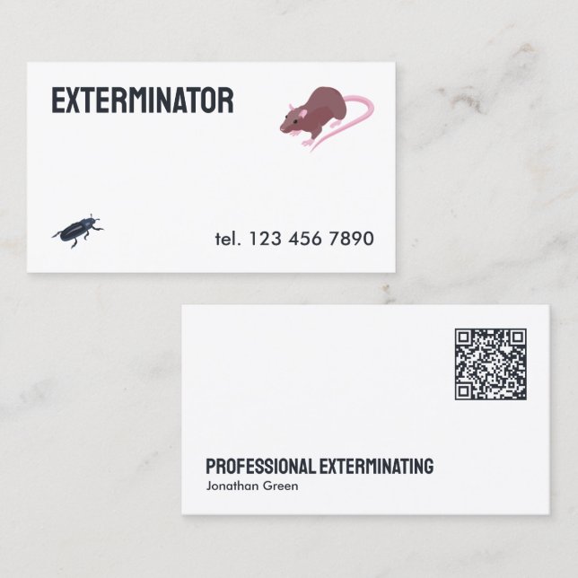 Carte De Visite Exterminateur Contrôle des parasites QR (Devant / Derrière)