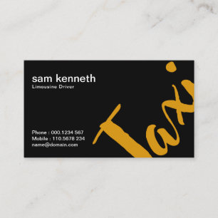 Carte De Visite Extravagant Black Simple Bold Professional Taxi