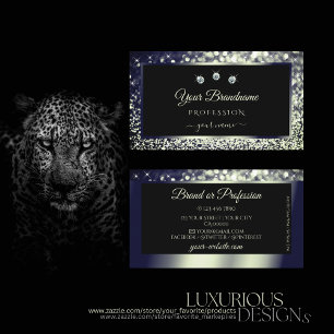 Carte De Visite Eye Catching Blue Silver Ombre Parties scintillant