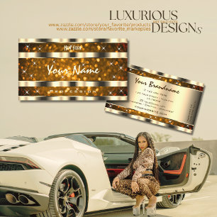 Carte De Visite Eye Catching Gold et Orange Parties scintillant É