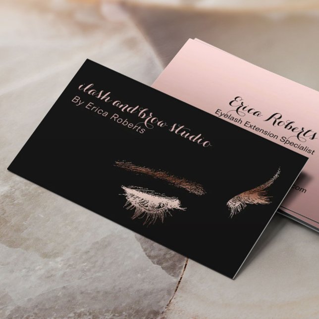 Carte De Visite Eyelash & Brow Maquillage Artiste Rose Gold Foil (Créateur téléchargé)