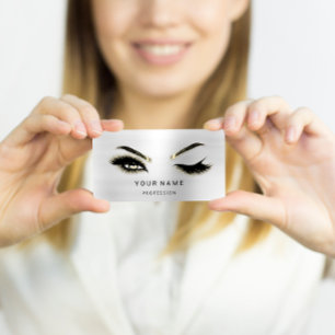 Carte De Visite Eyelash Brows Microblade. Logo CODE QR Silver