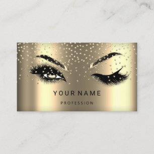 Carte De Visite Eyelash Brows Microblade. Logo QR CODE Faux Gold