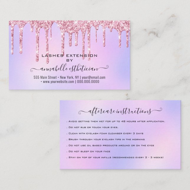 Carte De Visite Eyelash Extension Parties scintillant d'instructio (Devant / Derrière)
