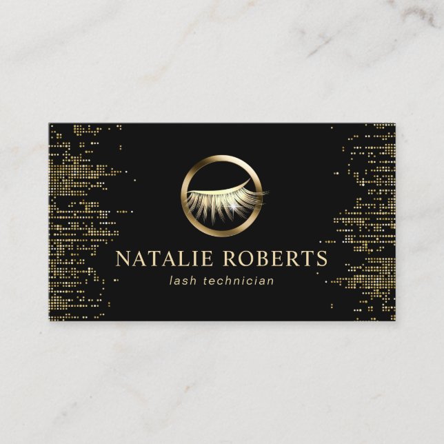 Carte De Visite Eyelash Extensions Gold Confetti Lashes Salon (Devant)