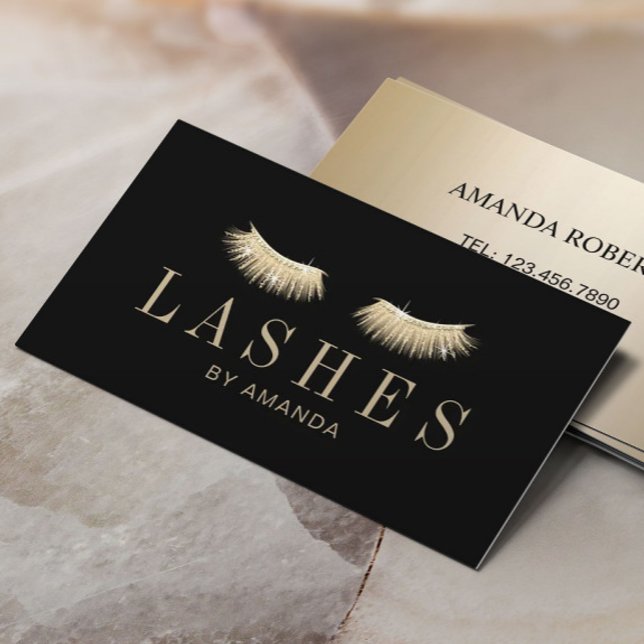 Carte De Visite Eyelash Extensions Maquillage Artiste moderne Blac (Créateur téléchargé)