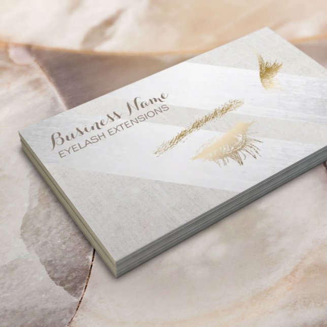 Carte De Visite Eyelash Extensions maquillage moderne argent géomé (Créateur téléchargé)