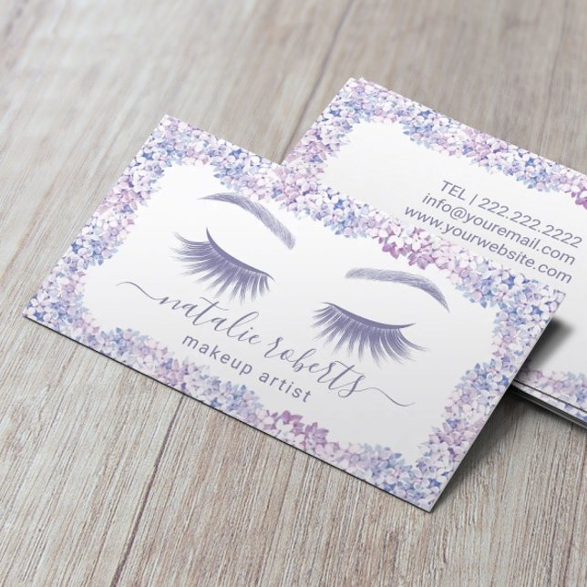 Carte De Visite Eyelash Maquillage Artiste Lavande Floral Beauté S (Créateur téléchargé)
