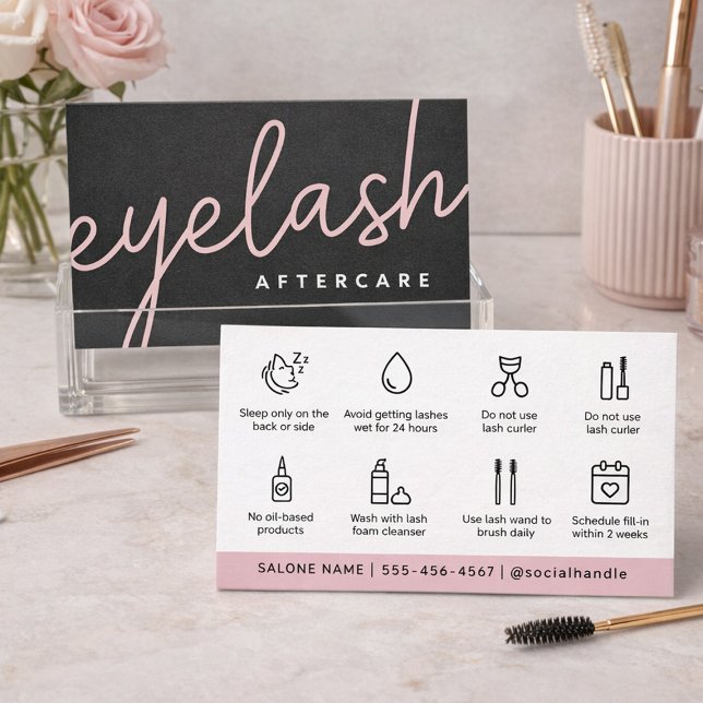 Carte De Visite Eyelash Moderne Extensions Lash Ascenseur (Eyelash Extension Aftercare Cards for Lash Artists | Client Care Instructions)