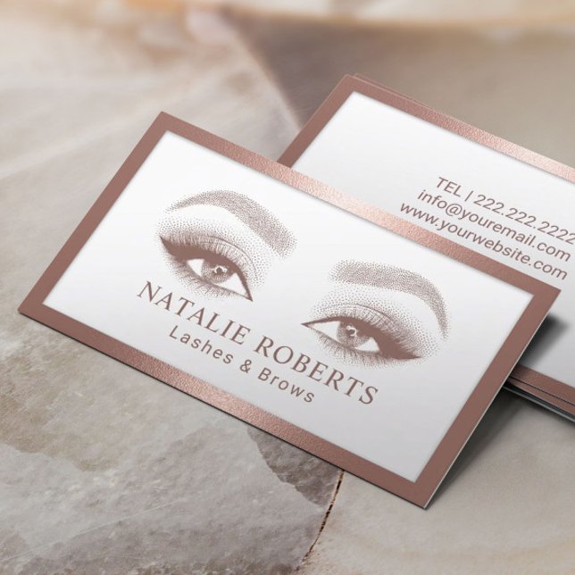 Carte De Visite Eyelash Salon Lashes Maquillage Artiste Rose Gold  (Créateur téléchargé)