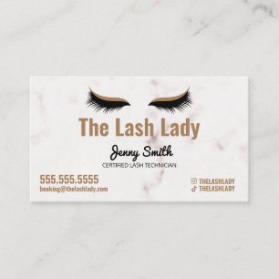 Carte De Visite EyeLash Tech Lash Salon de beauté Luxe Marble Gol