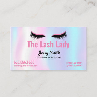 Carte De Visite EyeLash Tech Lash Salon de beauté Pastel Rainbow