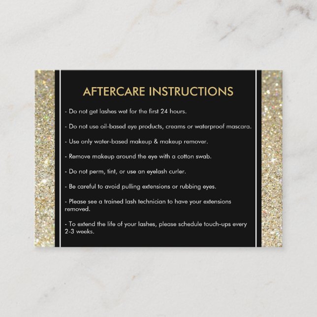 Carte De Visite Eyelashes avec Gold Parties scintillant Salon cart (Devant)