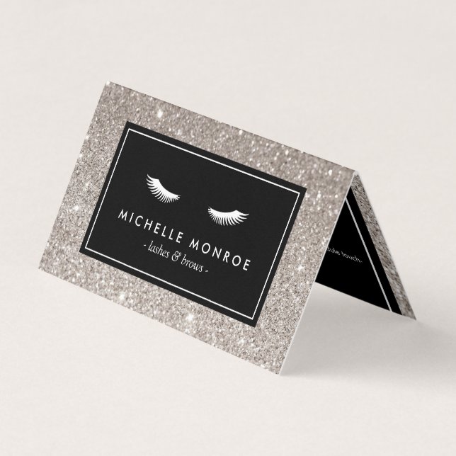 Carte De Visite Eyelashes avec Silver Parties scintillant Salon Af (Devant)